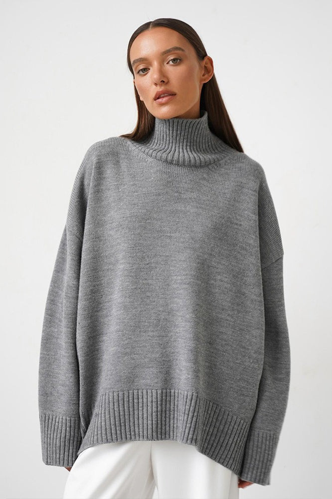 Loose Fit Turtleneck Euro Knit Sweater