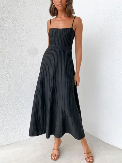 Backless Ribbed Maxi Dress for Summer New Holiday Party Stretch High Waist Bodycon Maternity Dresses Knit Sundress