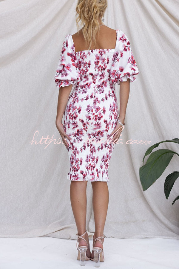 Midnight Beauty Smocked Midi Dress