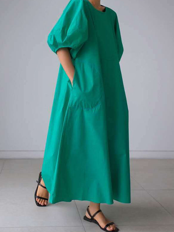 Original Bishop Sleeve Color Midi Dress