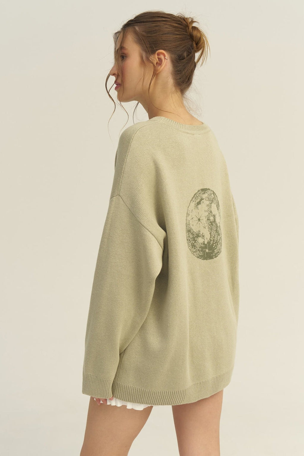 Slim-fit Graphic Letter Print Versatile Knit Sweater
