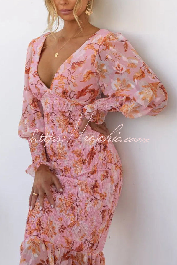 Garden Gathering Smocked Waist Midi Dress