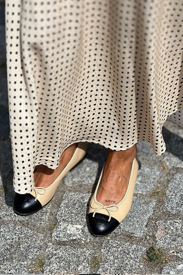 Polka Dot Cropped Sleeve Top and Skirt Two-piece Set