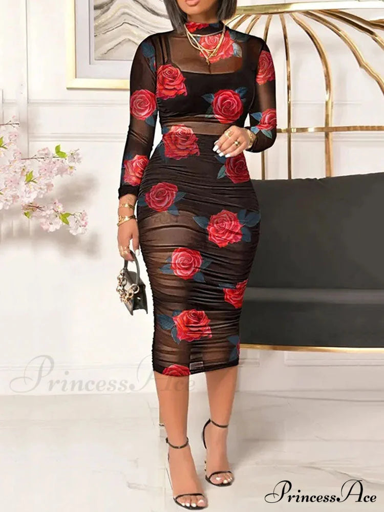 3d Choker Detail Strapless Classic Bodycon Party Midi Dress - Turquoise