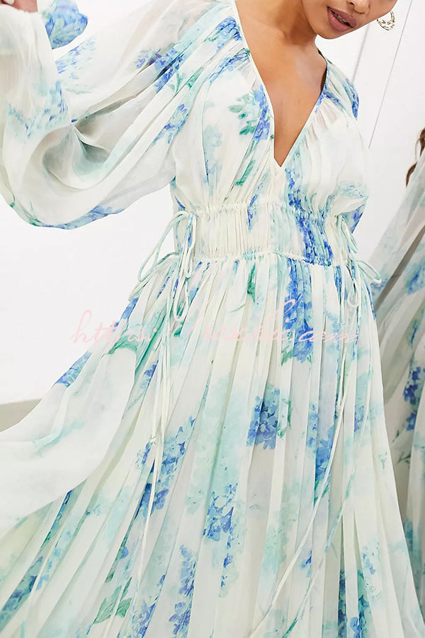 Headed to the Ocean Chiffon Drawstring Waist Maxi Dresses