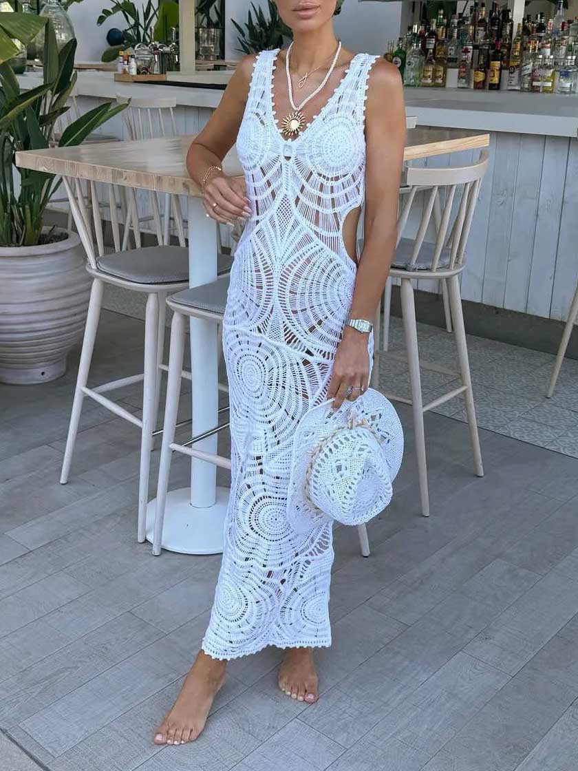 Beach Hollow V-neck Slim Midi Dress