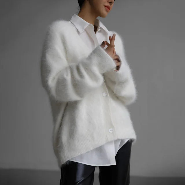 Knitted Cardigan V Nekc Loose Long Sleeve Sweater Female Autumn Winter New Cardigans