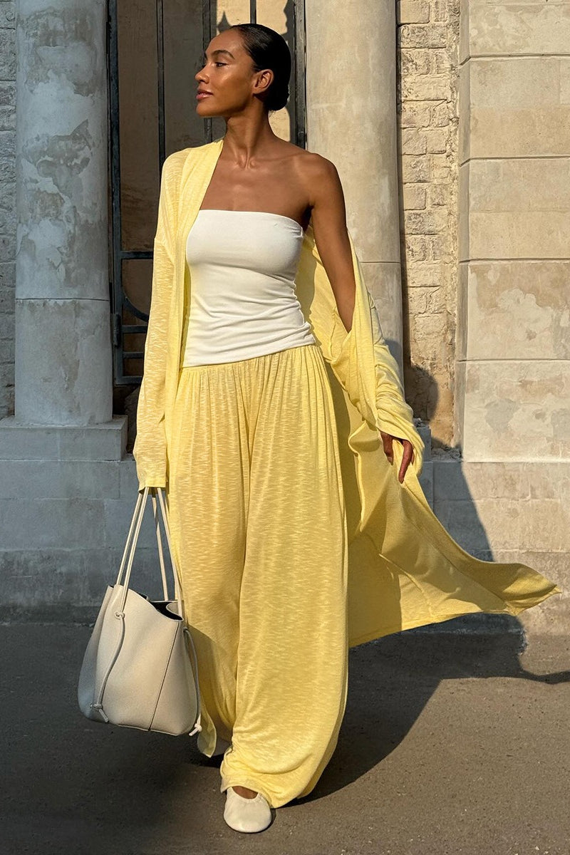 Long Cardigan With Lantern Pants Two Piece Pants Set