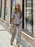 Leopard Print Cardigan and Pants Set