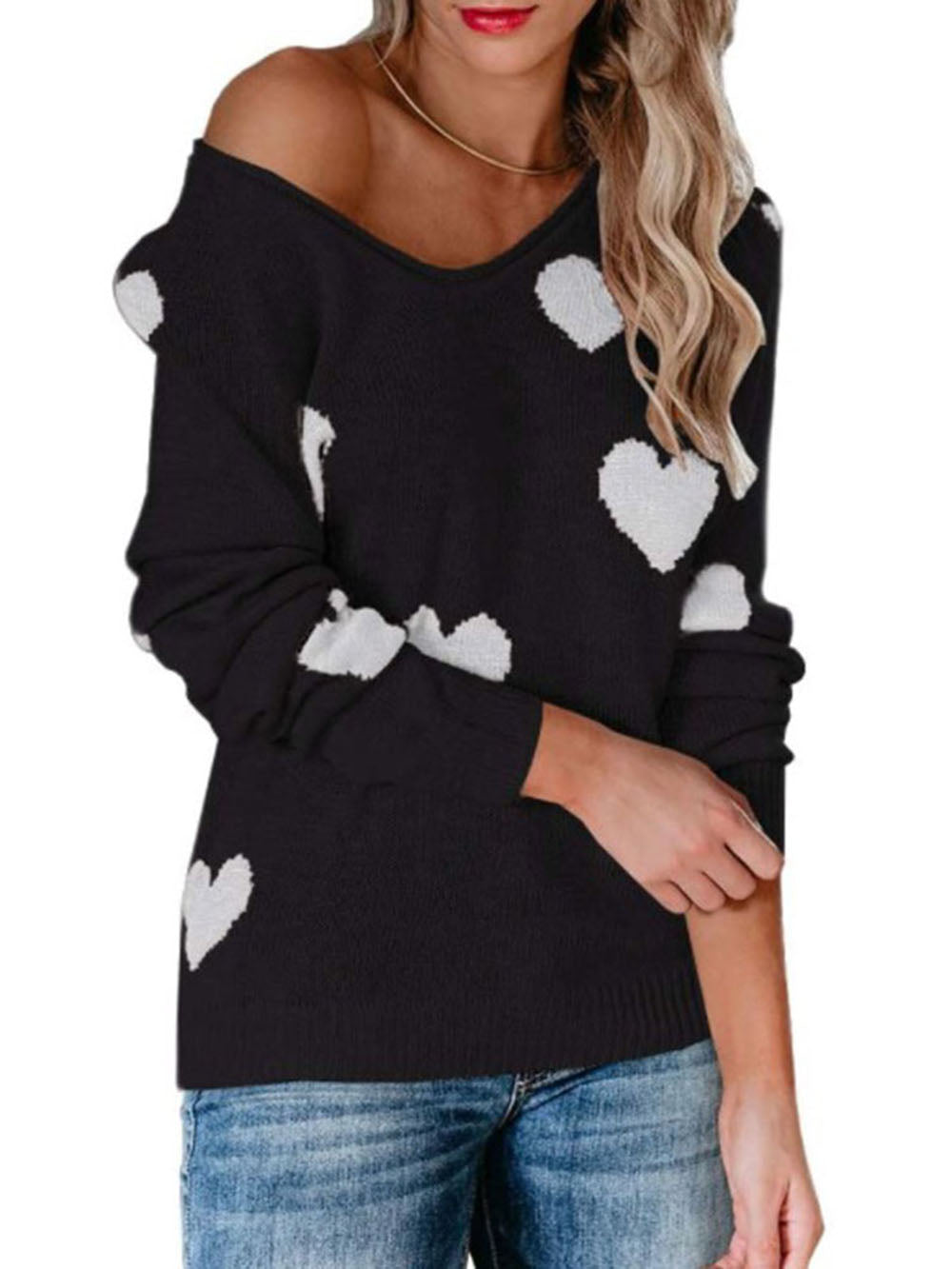Valentine's Day V-neck Knit Sweater