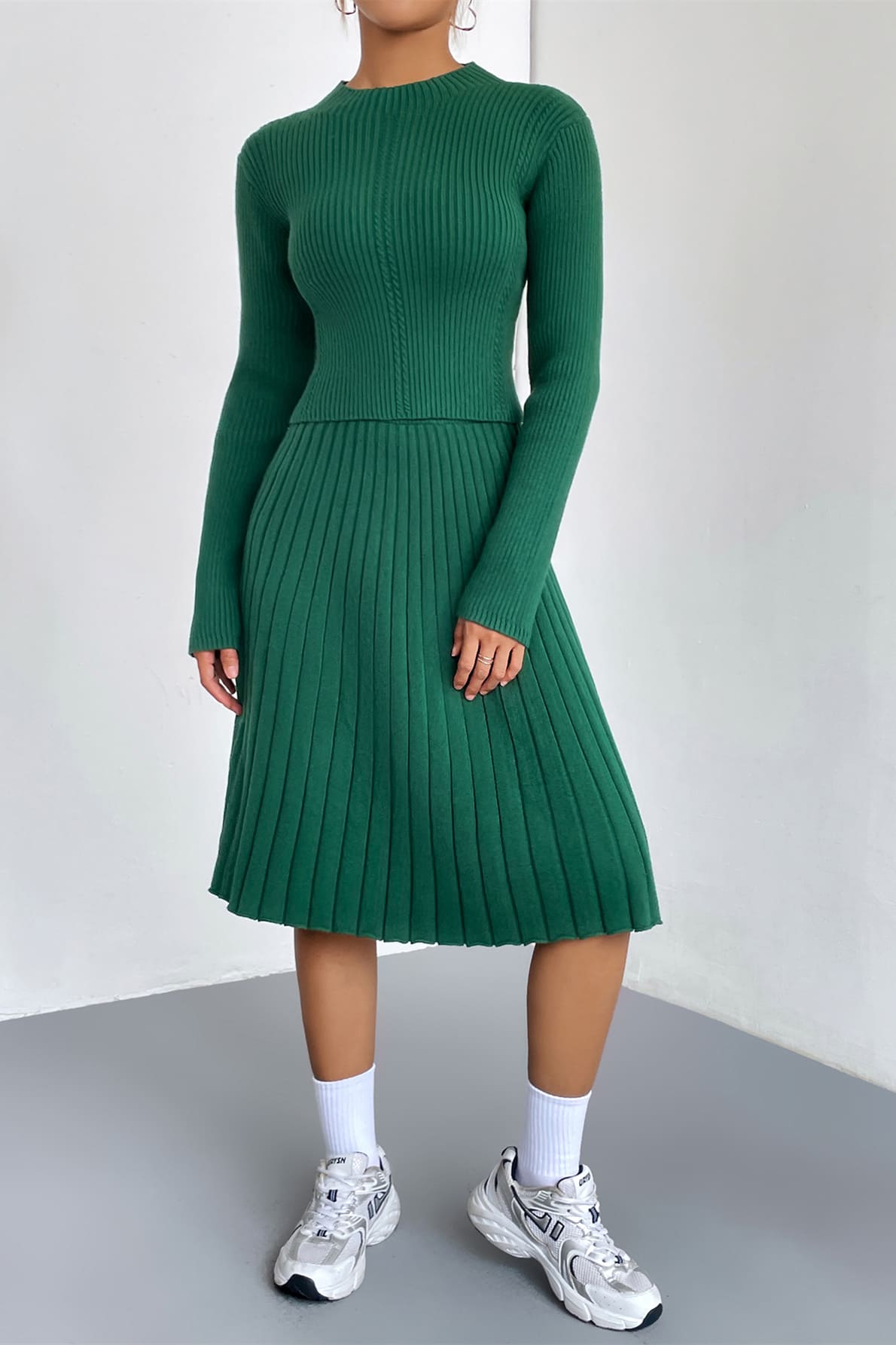 A-line Knit Sweater Skirt Set