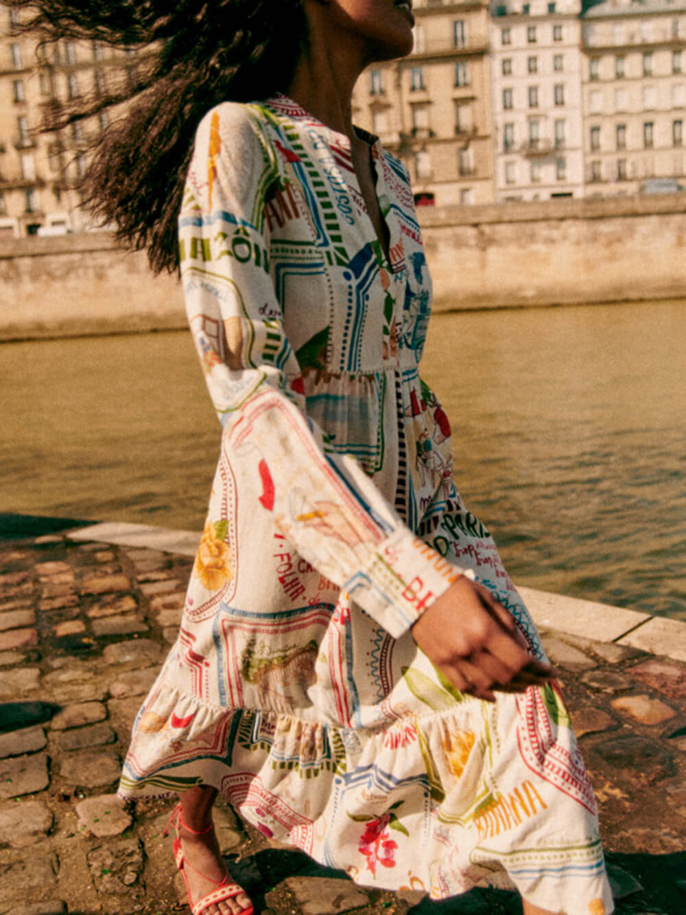 Printed Cotton and Linen Dress
