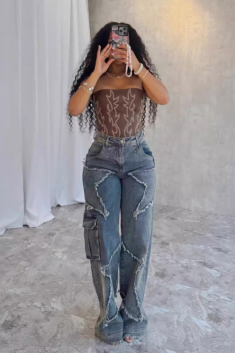 Star Tassel Fringe Wide-leg Pants