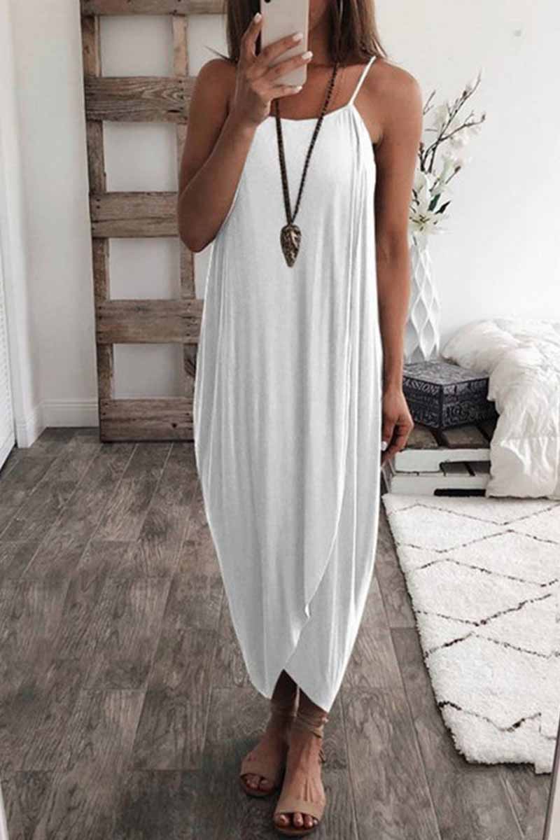 Color Knitted Loose and Irregular Maxi Dress(3 Colors)