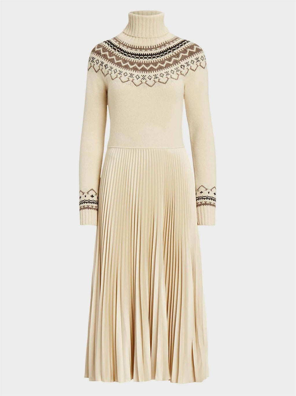 Hybrid Sweater-pleated Turtleneck Dress