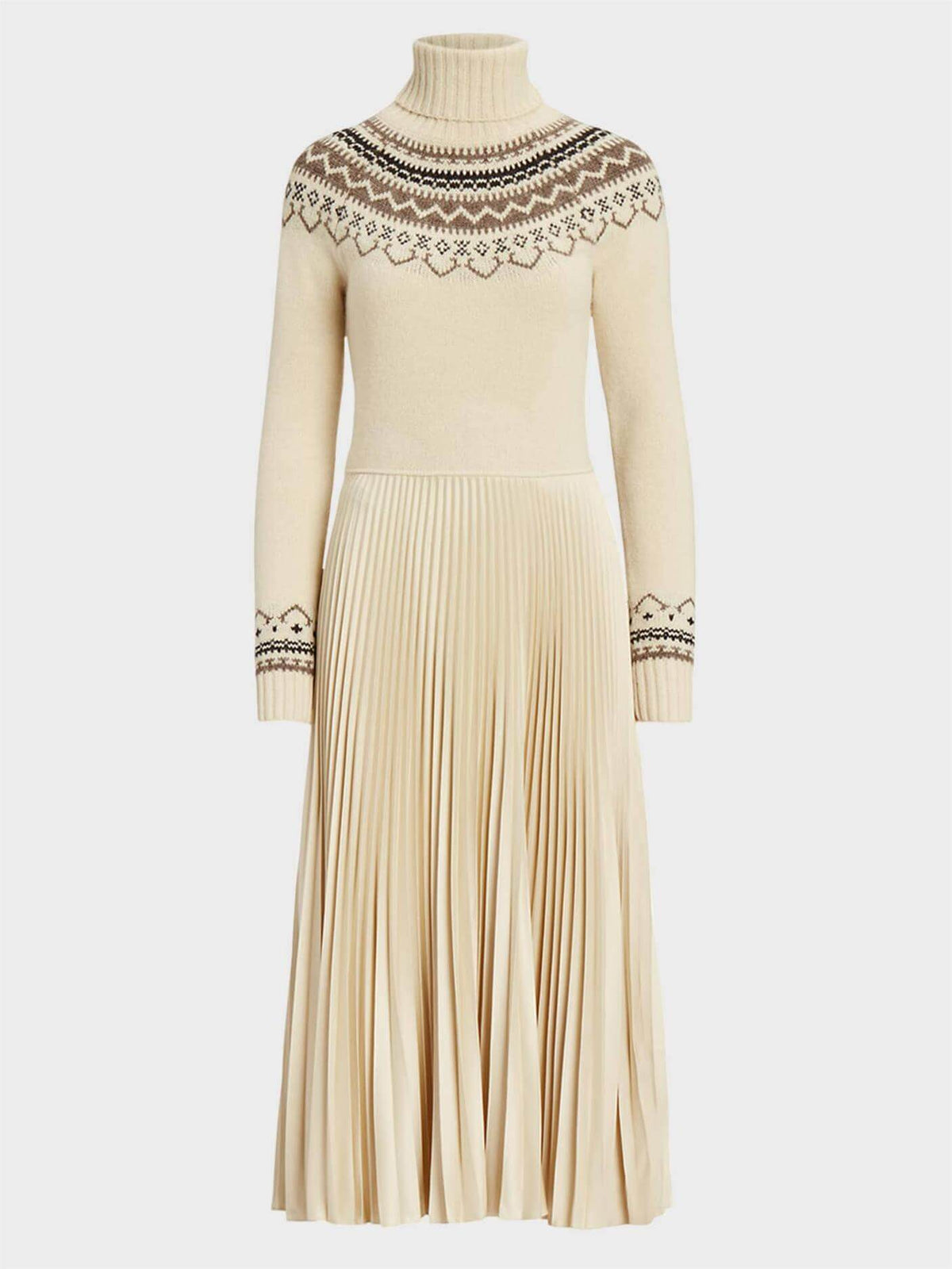 Hybrid Sweater-pleated Turtleneck Dress