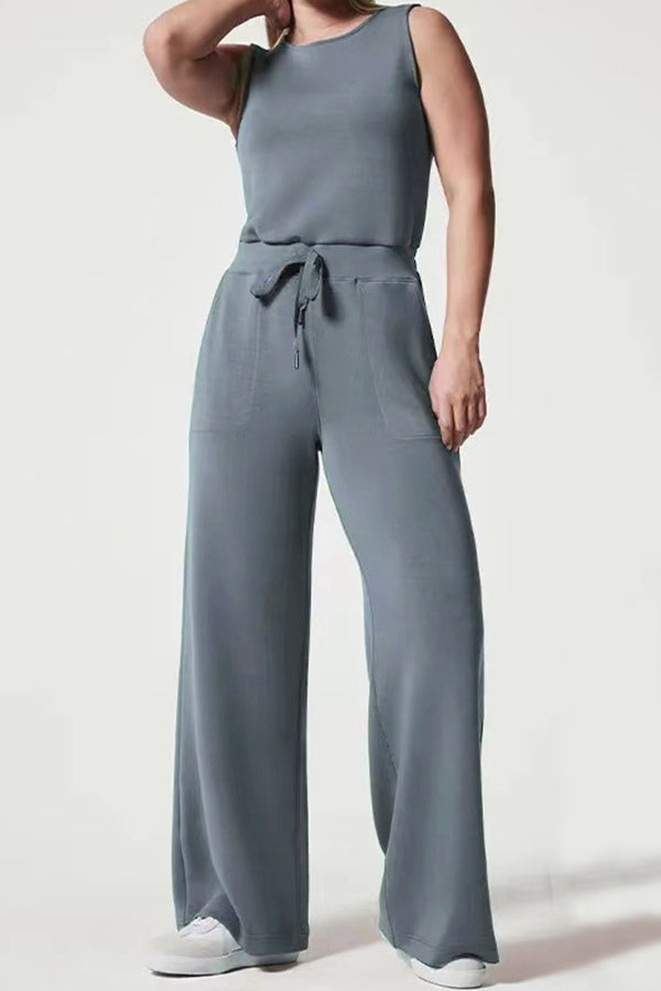 Slender Sleeveless Color Jumpsuit