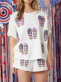 Independence Day Sequin Shorts Loose Two-piece Set