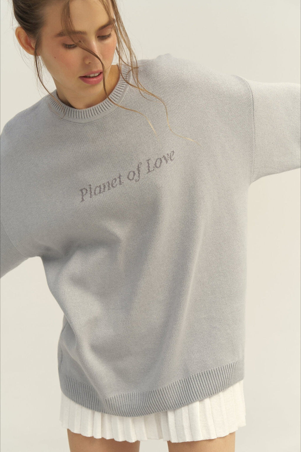 Slim-fit Graphic Letter Print Versatile Knit Sweater