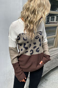 Leopard Contrast Sleeve Sweater