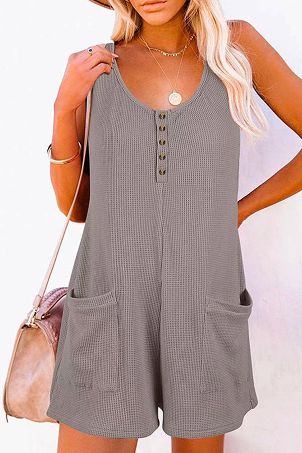 Scoop Neck Pockets Tank Romper