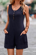 Button Pocket Tank Top Jumpsuit