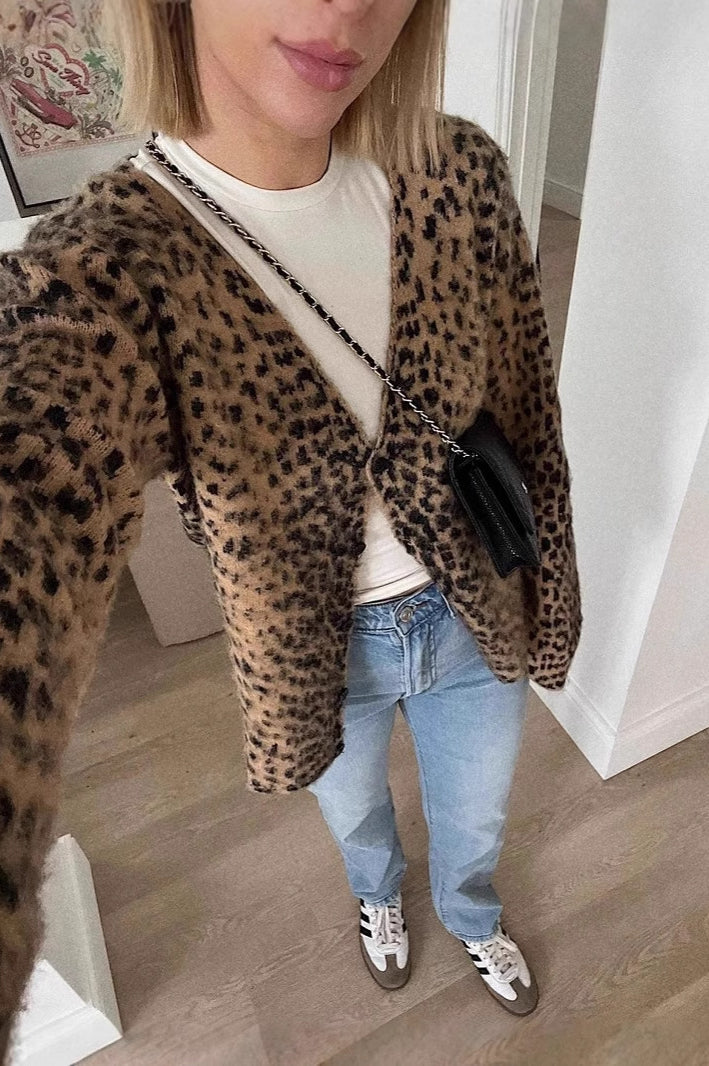 Soft Touch V-neck Animal Cardigan