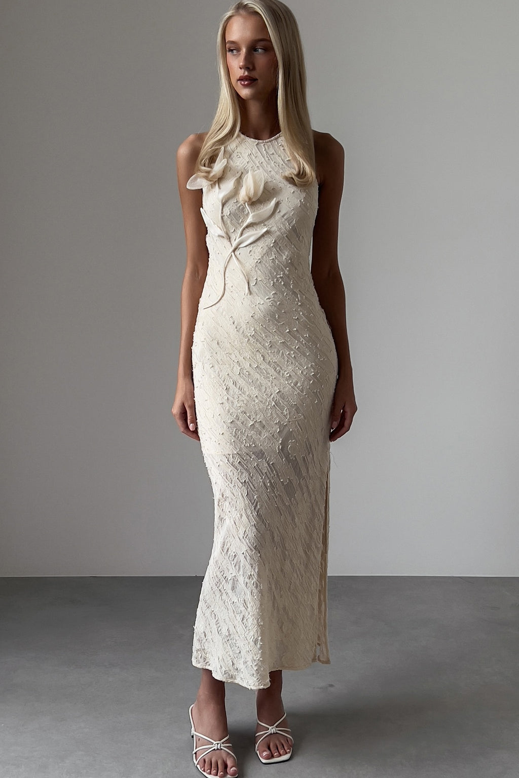 Julia Applique Sleeveless Midi Dress