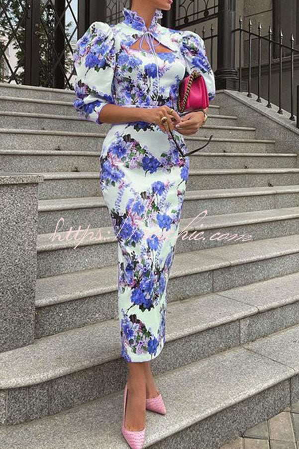 Another Love Song Stand Collar Midi Dress