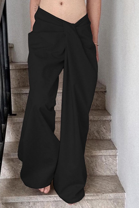 Asymmetrical Twist Wide Leg Pants