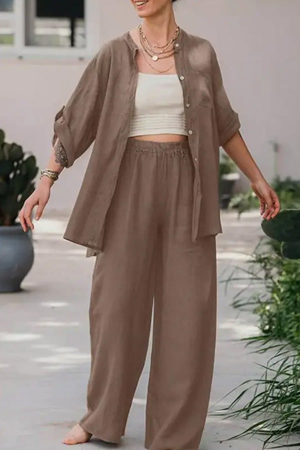 Loose Color Shirt Pants Set