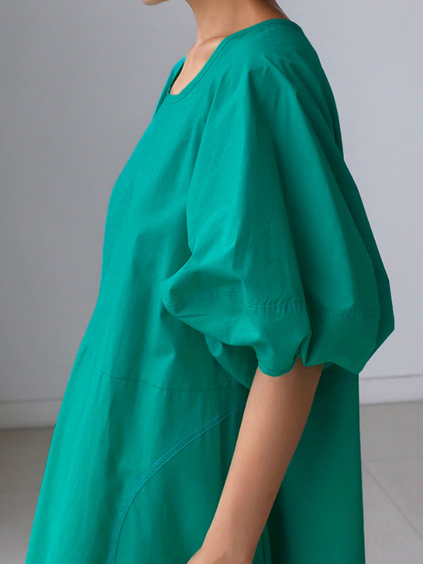 Original Bishop Sleeve Color Midi Dress