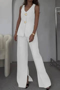 Color Sleeveless Vest & Suit Pants Two-piece Set