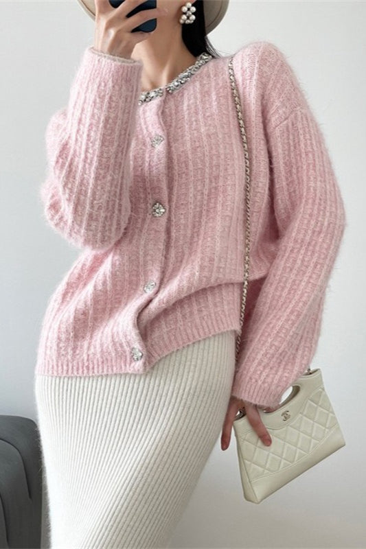 V-neck Slim-fit Knit Cardigan