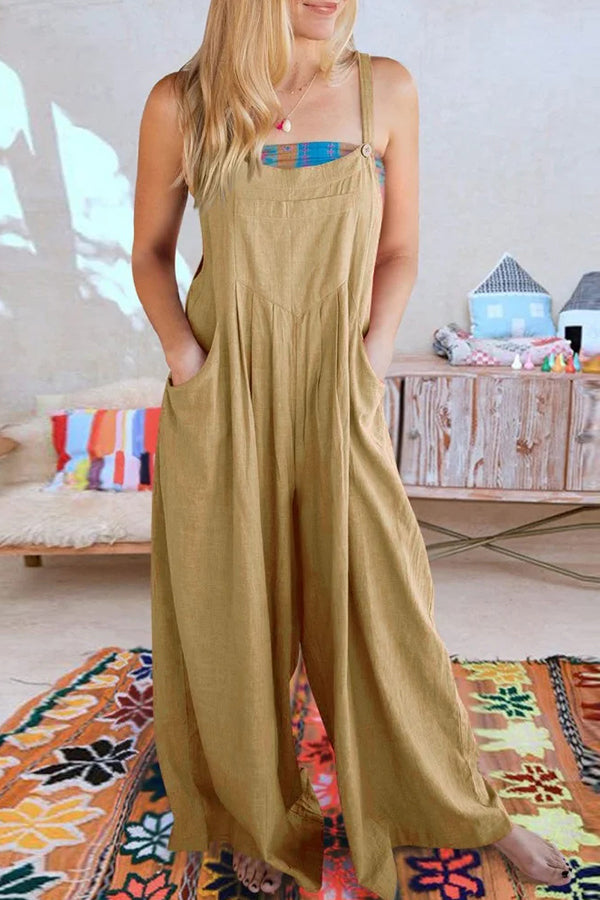 Loose Wide Leg Insert Pocket Jumpsuit