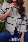 Striped Relaxed Long Sleeve Knit Cardigan