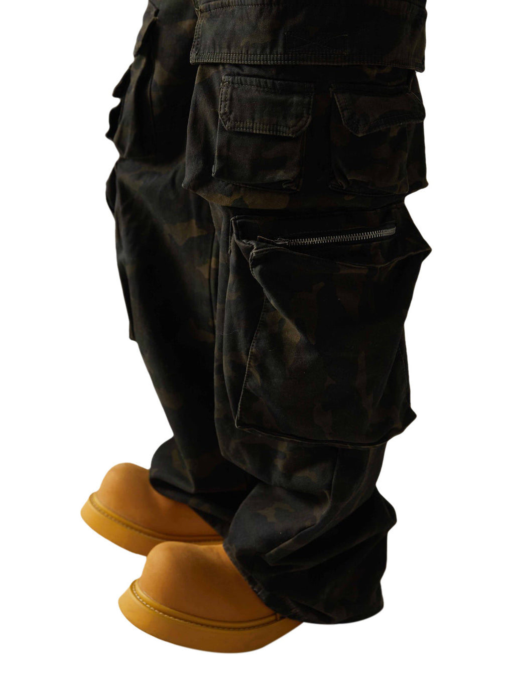 Camo Wide-leg Cargo Overalls - Style