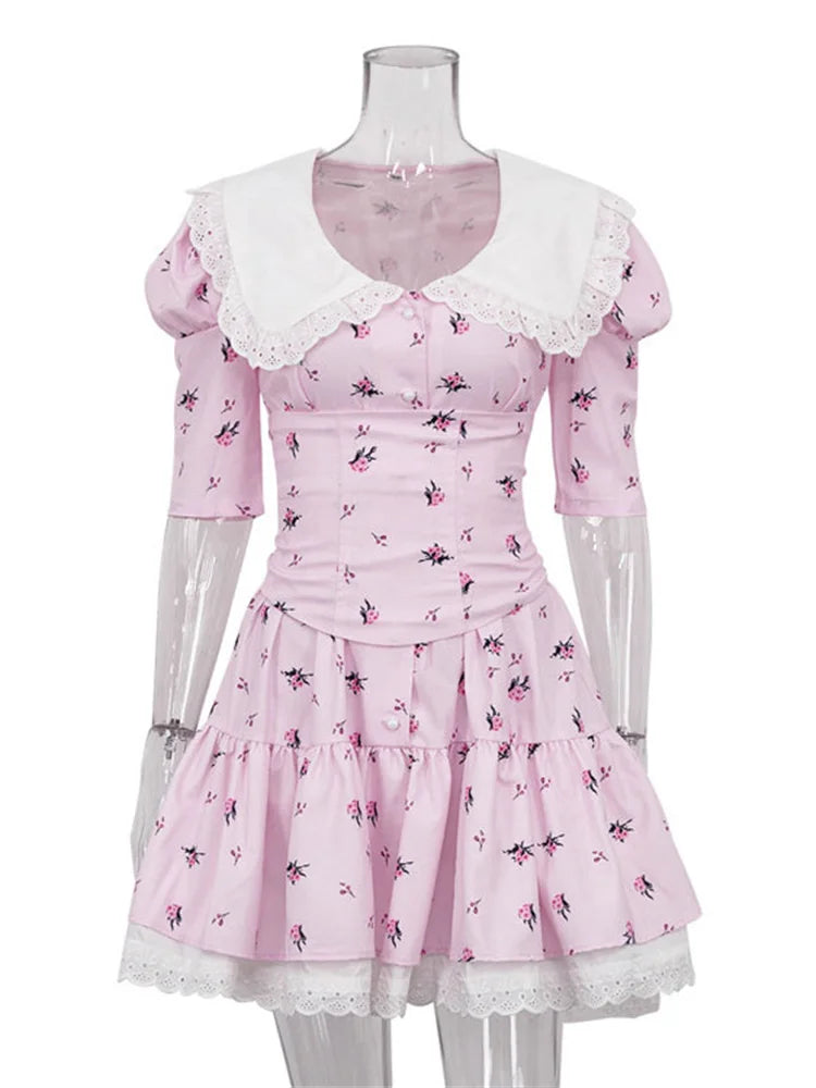 Summer Printed Patchwork Mini Dress Female V-neck Short Sleeve Slim Party Dress Gown for Dress