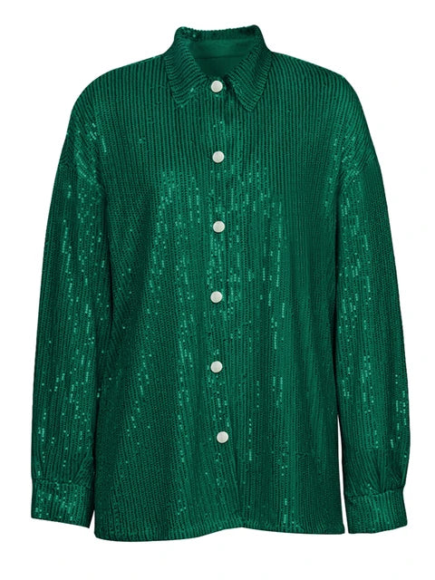 Sparkly Two-piece Set Party Outfits for Sequin Top Blouse Shirt and Pants Suit Female Evening Tracksuit New