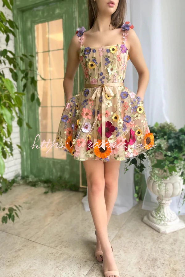 Like a Fairy Embroidery Applique Prom Mini Dress