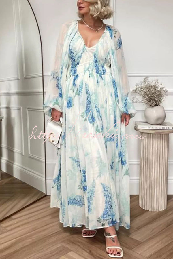 Headed to the Ocean Chiffon Drawstring Waist Maxi Dresses