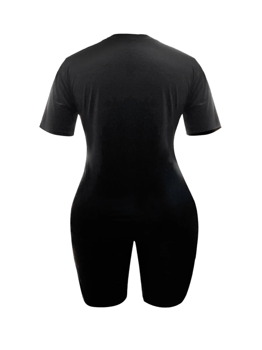 Basic Summer ��s Suit Short Sleeve Top and Pants Color Sportswear Slim Two-piece Outfit