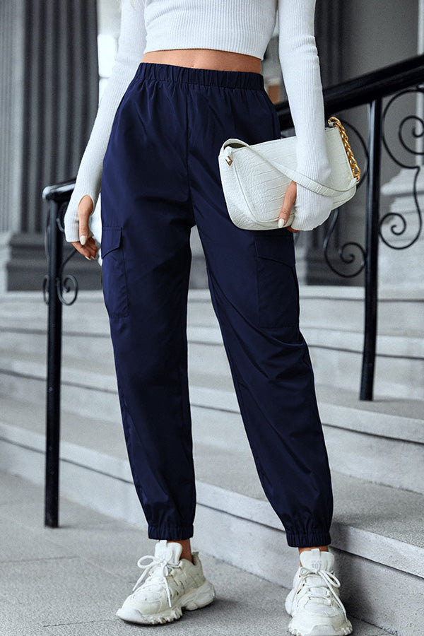 Multicolor Cargo Pants Multi-pocket Skinny Pants