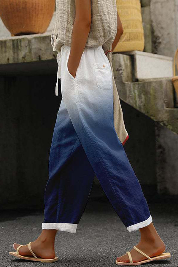 Unique Printed Button Pocket Pants