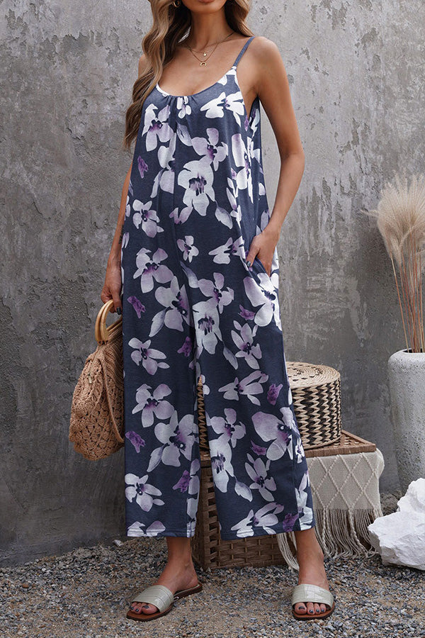 Suspenders Print Jumpsuit