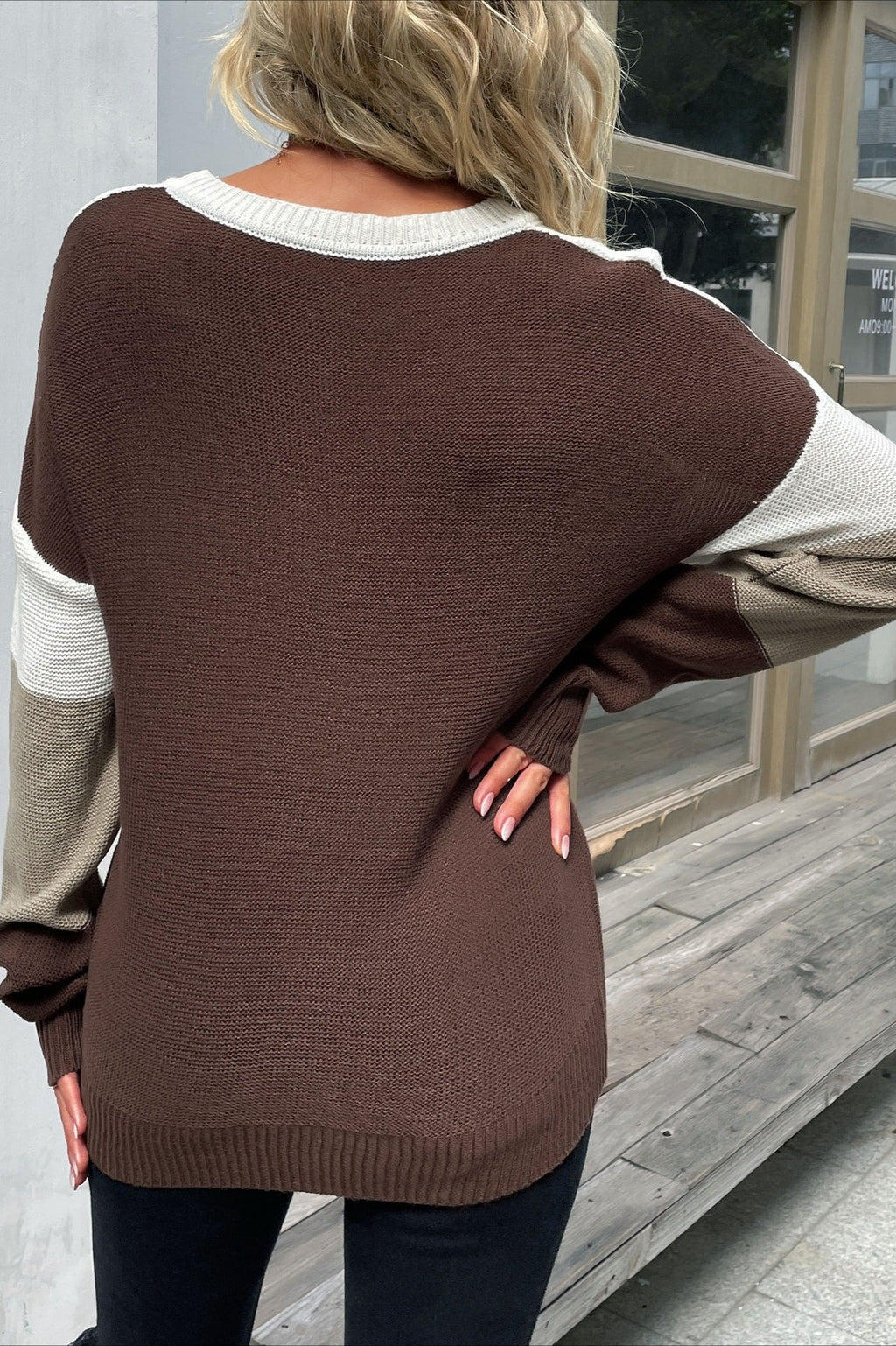 Leopard Contrast Sleeve Sweater