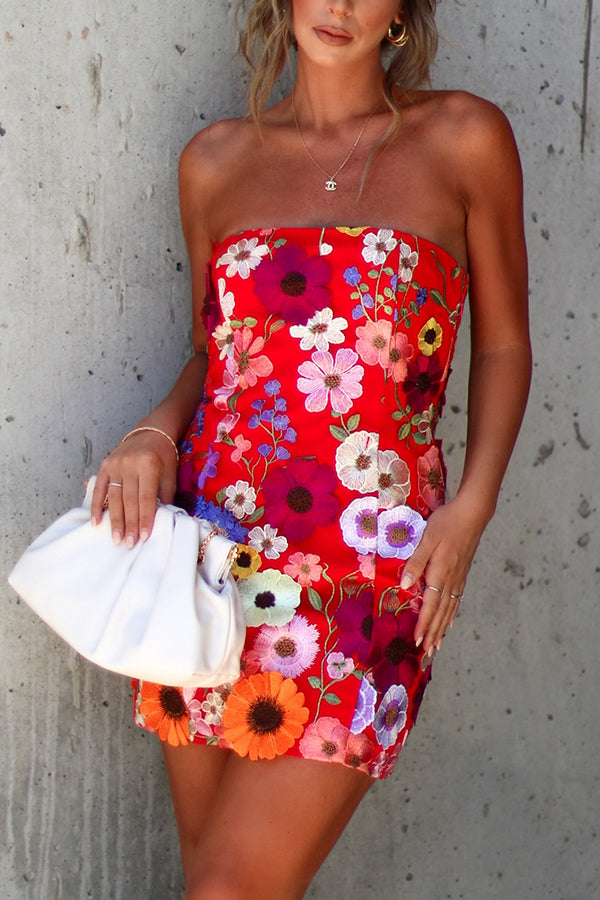Imani Strapless Applique Mini Dress
