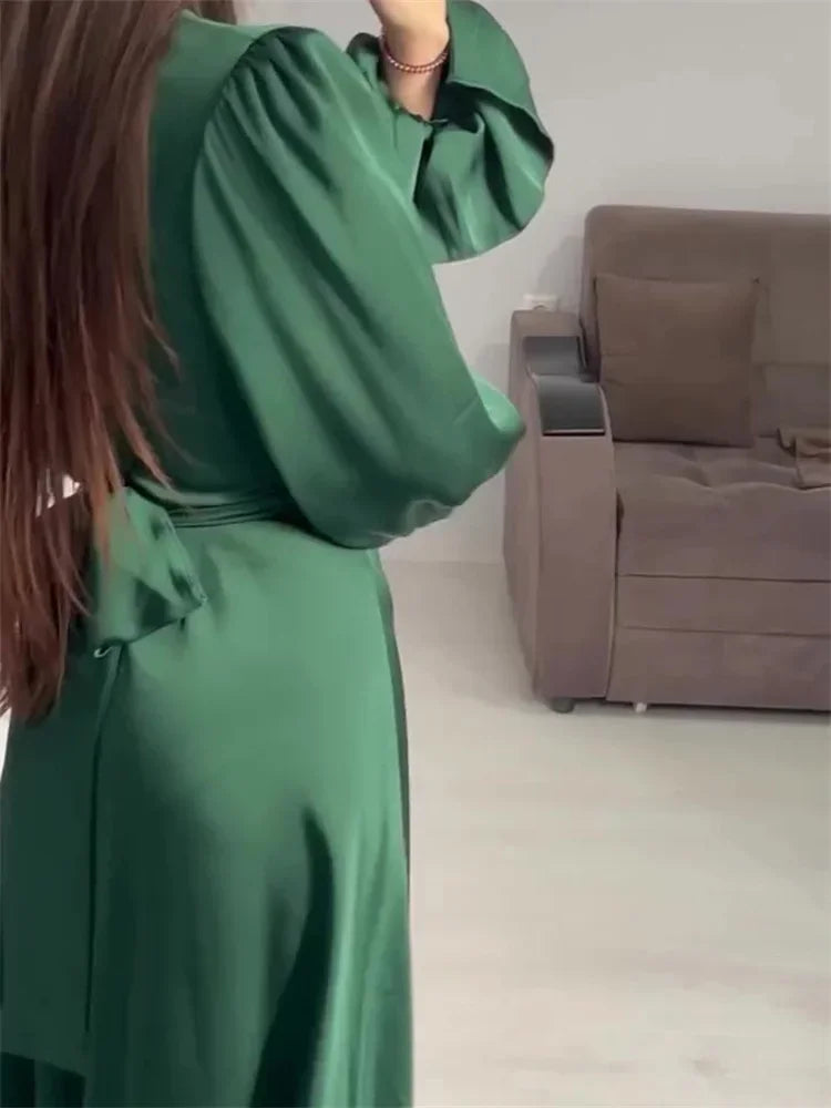 Ruffled Bandage Maxi Dress for Patchwork Slim Lace-up Evening Partywear Long Dress
