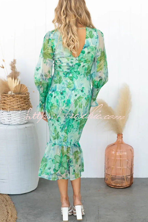 Garden Gathering Smocked Waist Midi Dress