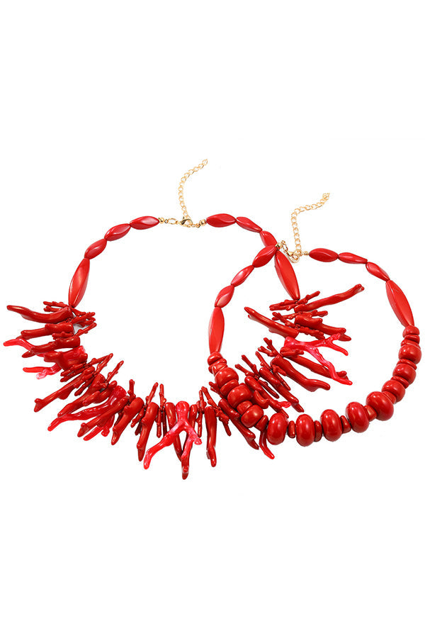 Red Coral Necklace Two-piece Set